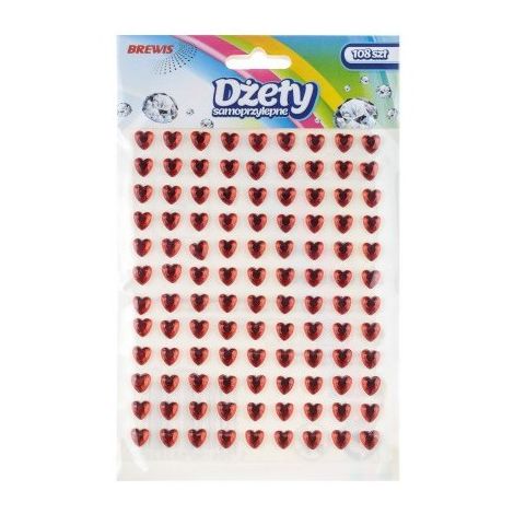 Dżety samoprzylepne Brewis Serca czerwone, 108szt